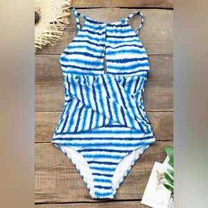 Cupshe Striped One‑Piece Swimsuit – XL | Coastal Cowgirl Euro‑Summer Resort Chic